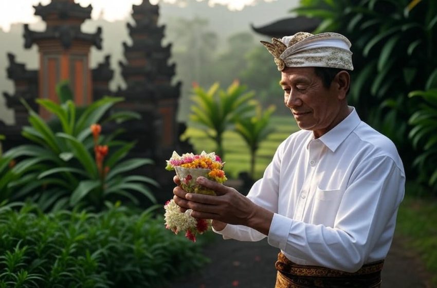 begini alur dan tatacara menghaturkan canang atau banten dalam hindu